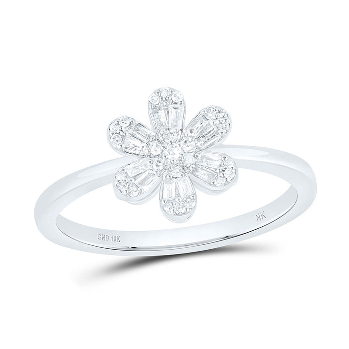 1/6CTW-NAT DIA NK FASHION FLOWER RING Daisy Joyeria