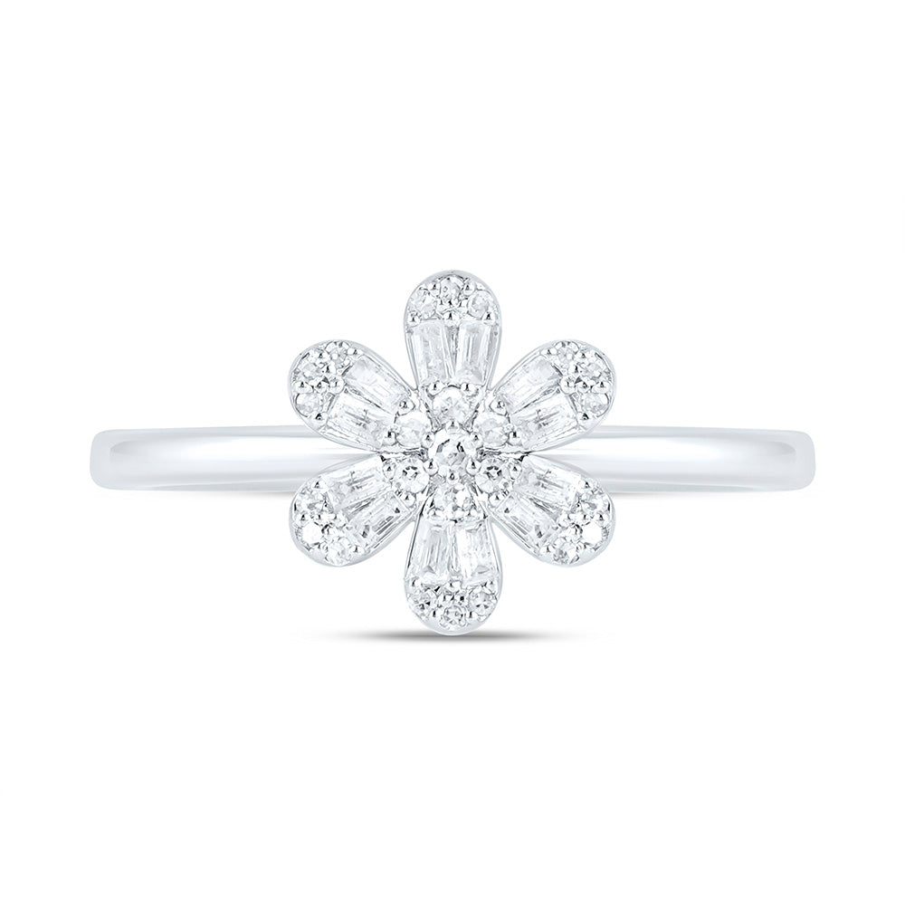 1/6CTW-NAT DIA NK FASHION FLOWER RING Daisy Joyeria