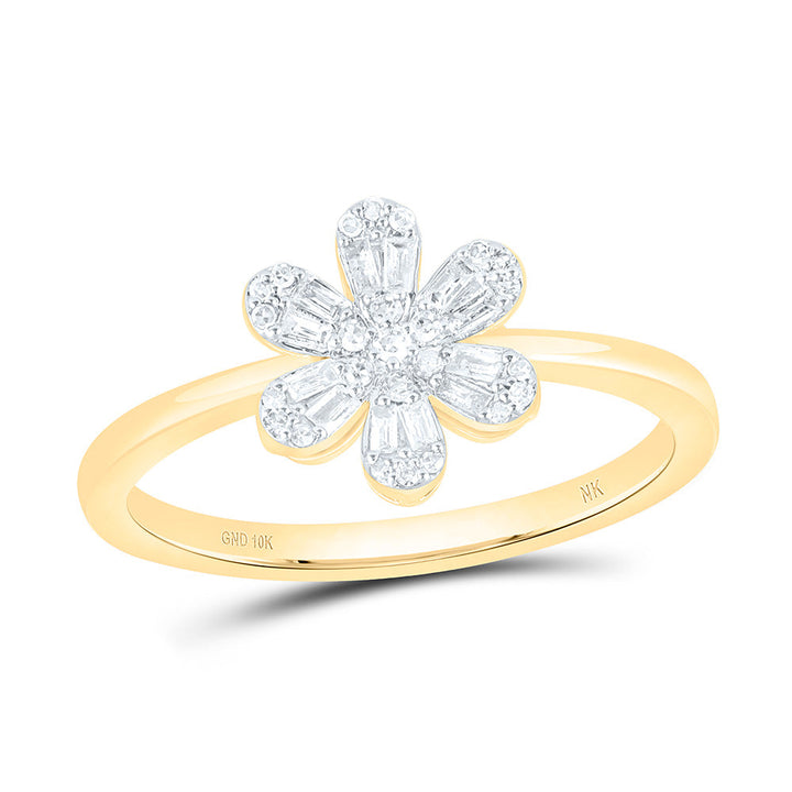 1/6CTW-NAT DIA NK FASHION FLOWER RING Daisy Joyeria