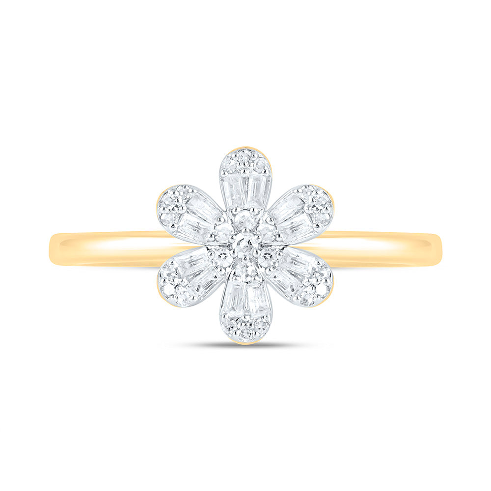 1/6CTW-NAT DIA NK FASHION FLOWER RING Daisy Joyeria