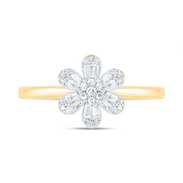 1/6CTW-NAT DIA NK FASHION FLOWER RING Daisy Joyeria