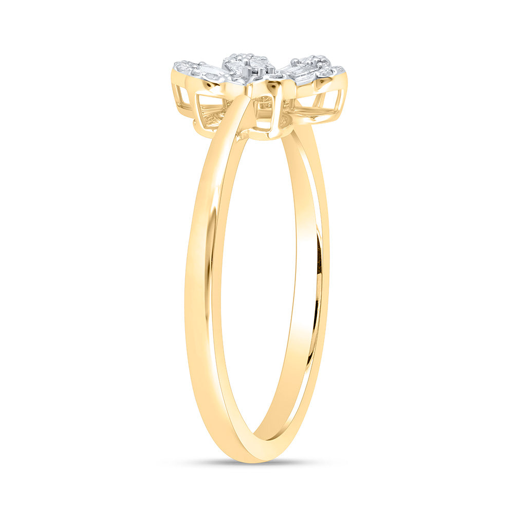 1/6CTW-NAT DIA NK FASHION FLOWER RING Daisy Joyeria