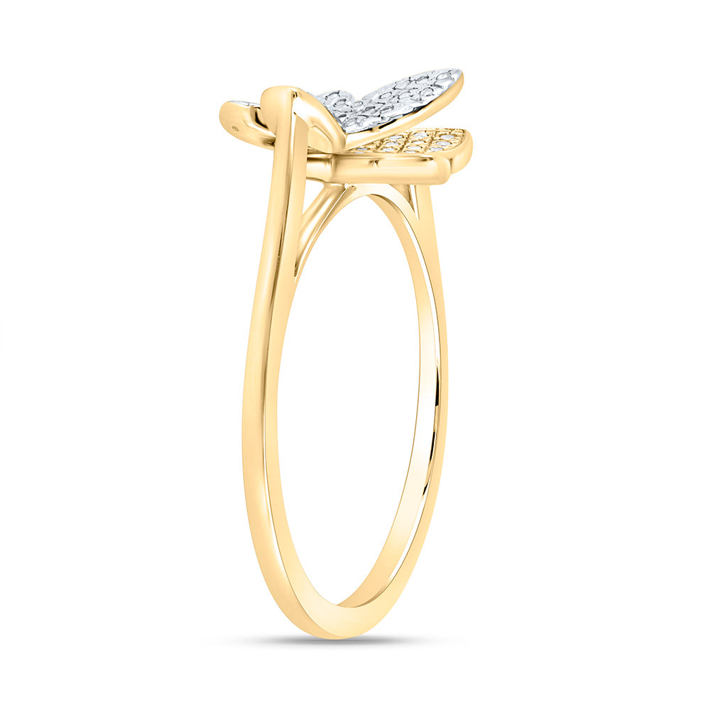 1/6CTW-NAT DIA NK FASHION BUTTERFLY RING Daisy Joyeria