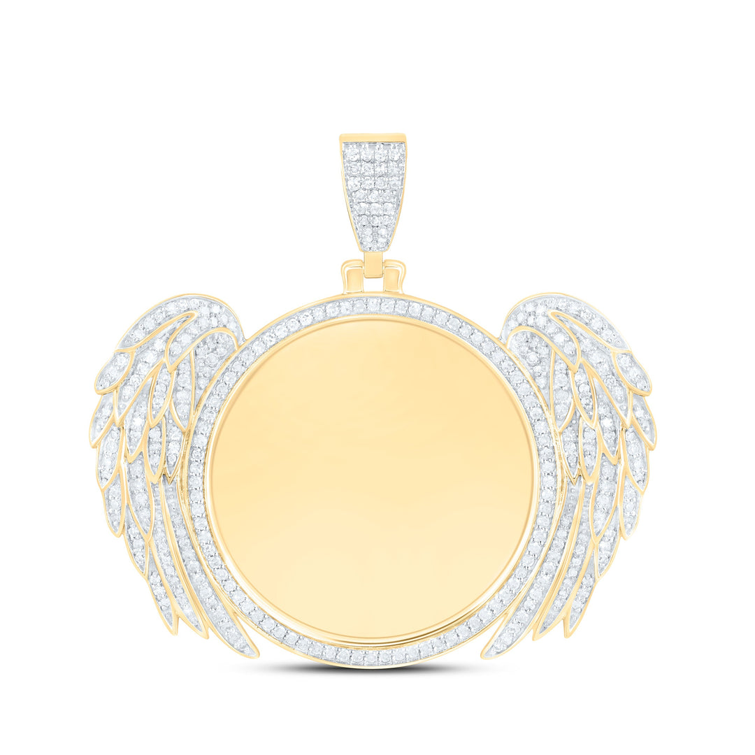 1CTW-NAT DIA NK FASHION WING ROUND MEMORY PENDANT Daisy Joyeria