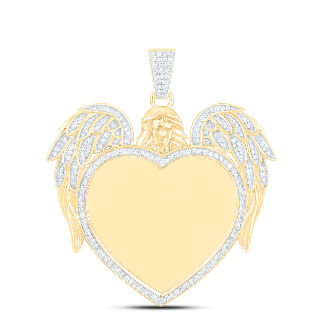 3/4CTW-NAT DIA NK FASHION ANGLE WING HEART MEMORY PENDANT Daisy Joyeria