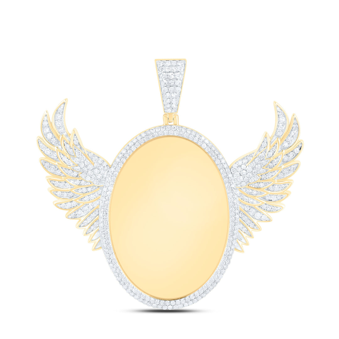 7/8CTW-NAT DIA NK FASHION WING ROUND MEMORY PENDANT Daisy Joyeria