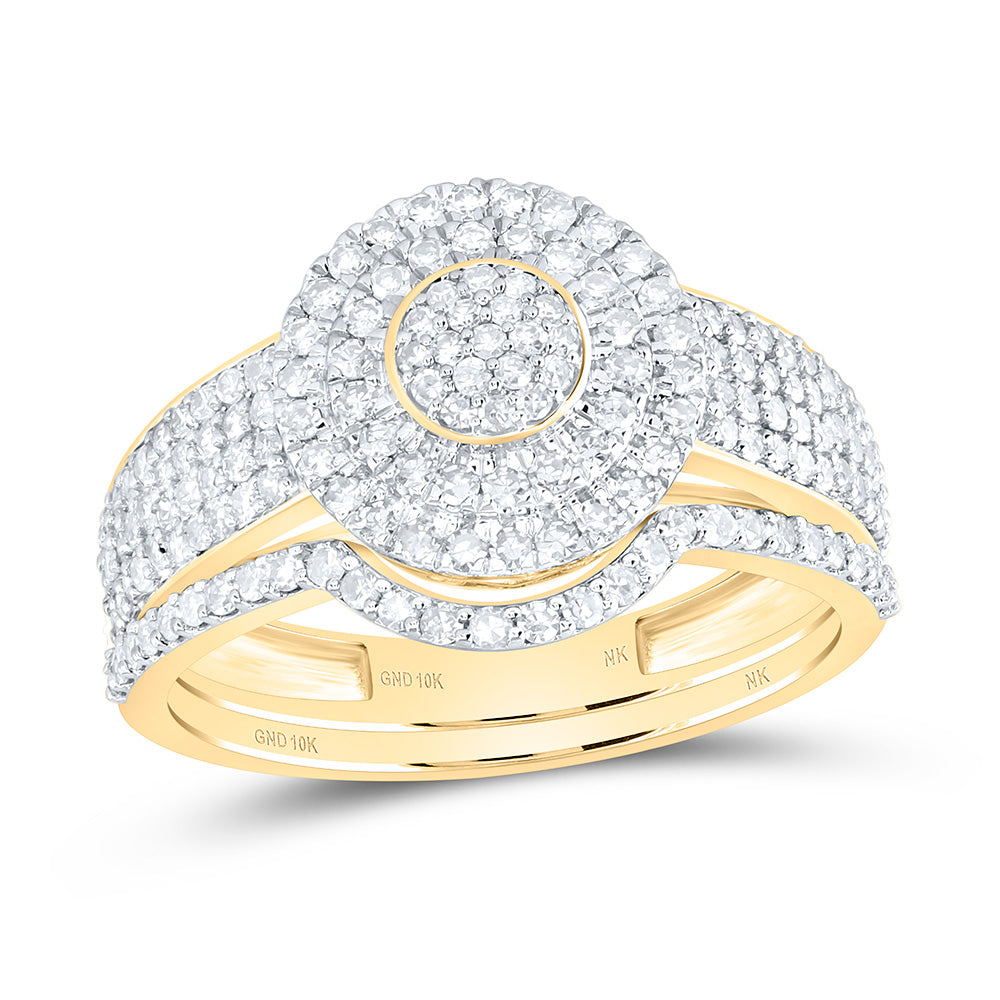 3/4CTW-NAT DIA NK FASHION DOUBLE HALO BRIDAL SET Daisy Joyeria