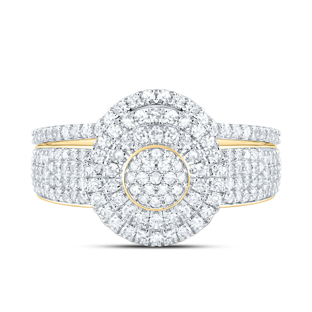 3/4CTW-NAT DIA NK FASHION DOUBLE HALO BRIDAL SET Daisy Joyeria