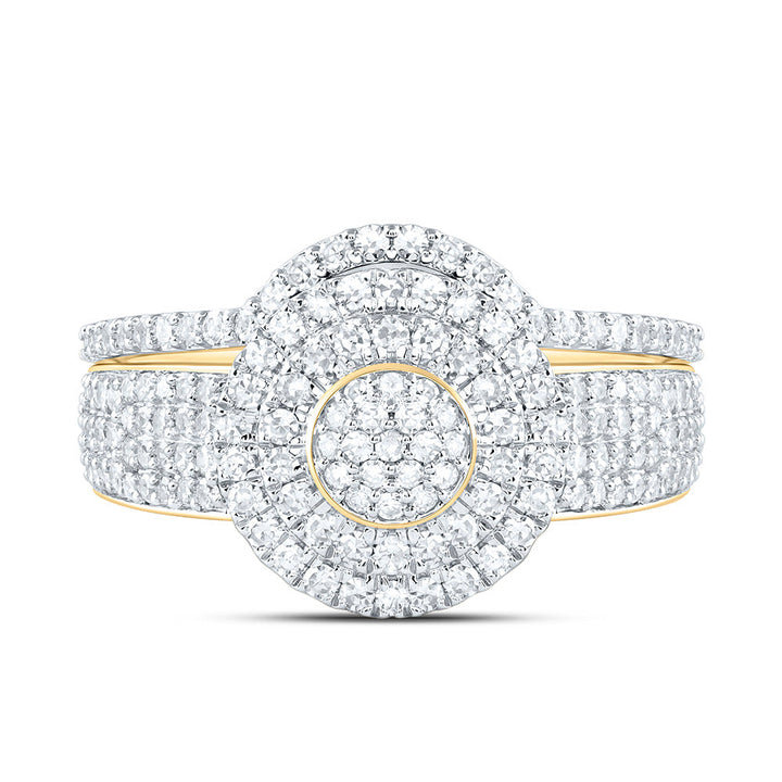 3/4CTW-NAT DIA NK FASHION DOUBLE HALO BRIDAL SET Daisy Joyeria
