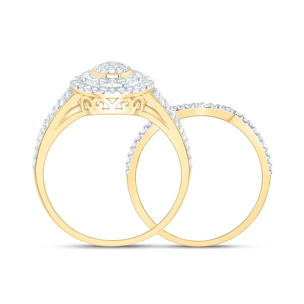 3/4CTW-NAT DIA NK FASHION DOUBLE HALO BRIDAL SET Daisy Joyeria