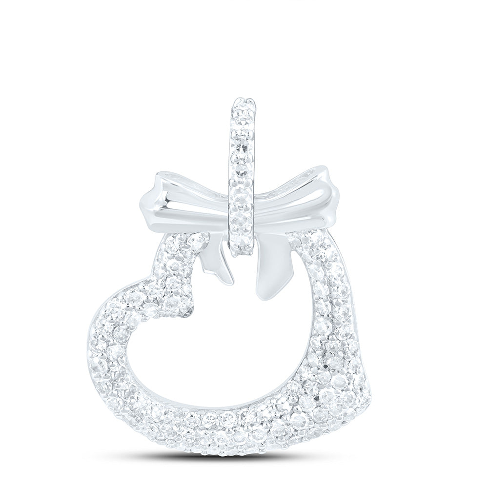 1/3CTW-NAT DIA NK FASHION BOW HEART PENDANT Daisy Joyeria