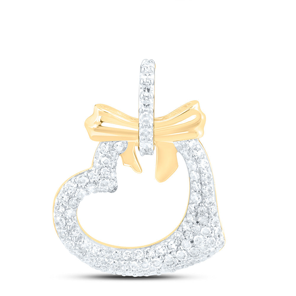 1/3CTW-NAT DIA NK FASHION BOW HEART PENDANT Daisy Joyeria