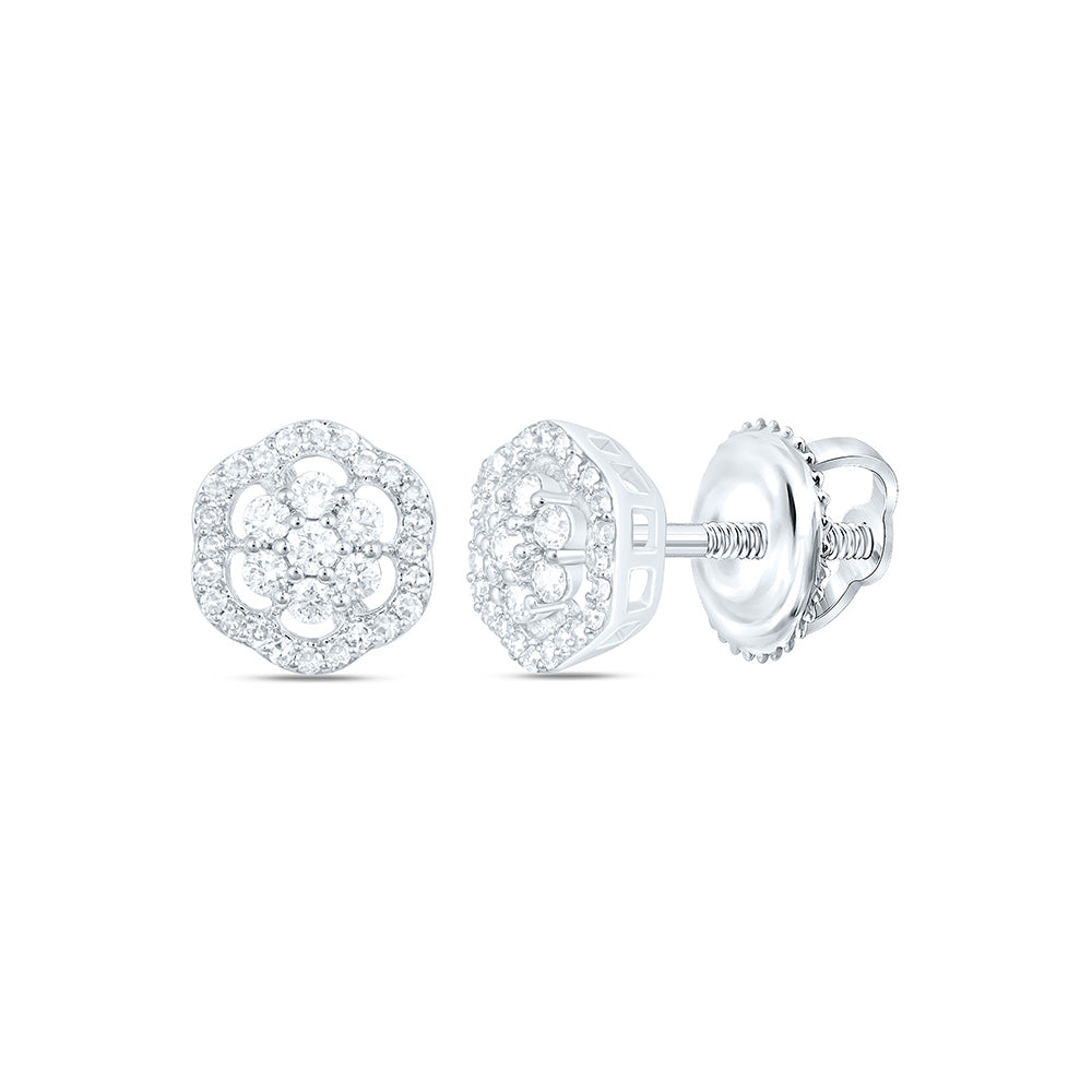 1/4CTW-NAT DIA NK FASHION FLOWER EARRING Daisy Joyeria