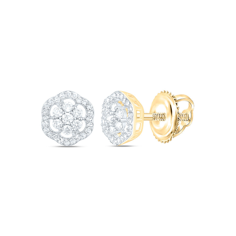 1/4CTW-NAT DIA NK FASHION FLOWER EARRING Daisy Joyeria