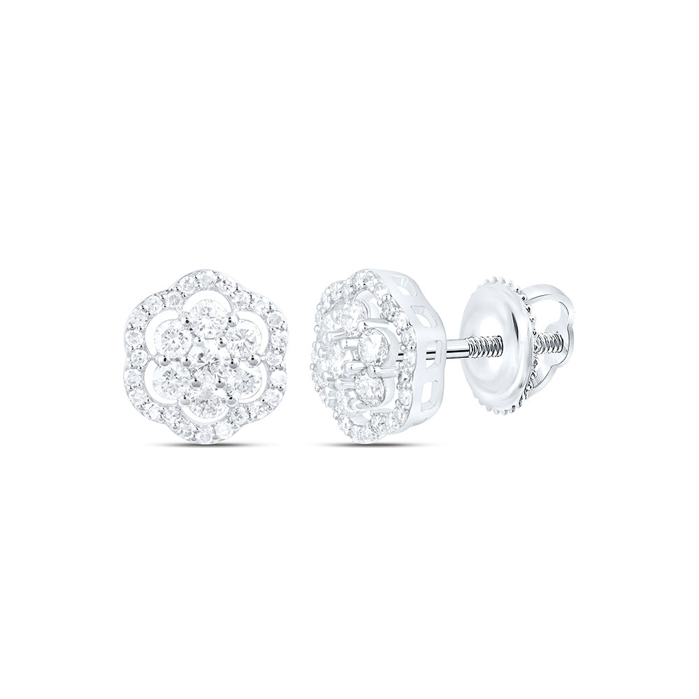 1/2CTW-NAT DIA NK FASHION FLOWER EARRING Daisy Joyeria