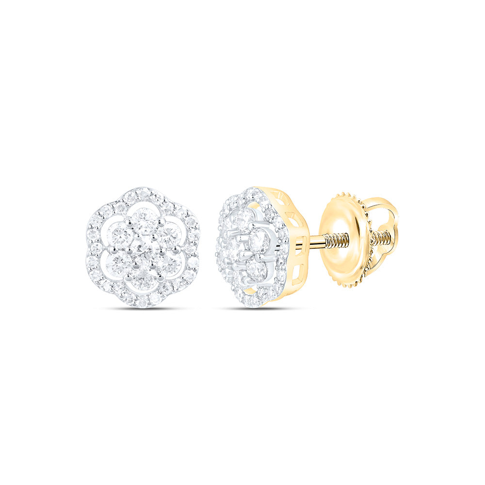 1/2CTW-NAT DIA NK FASHION FLOWER EARRING Daisy Joyeria