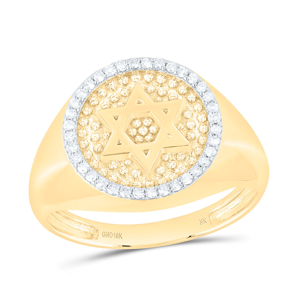 1/5CTW-NAT DIA NK STAR OF DAVID MEN RING Daisy Joyeria