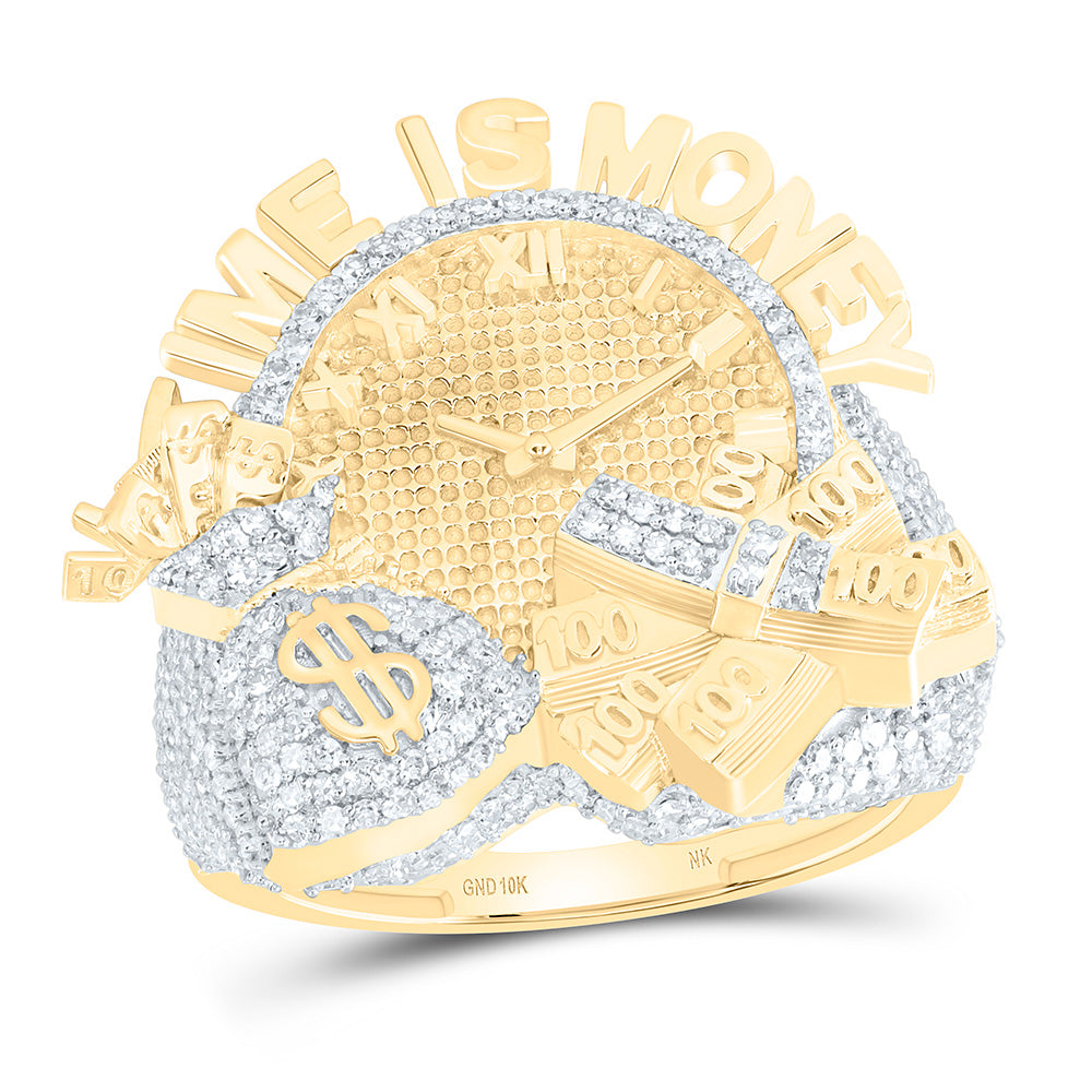 1 5/8CTW-NAT DIA NK TIME IS MONEY MENS RING Daisy Joyeria