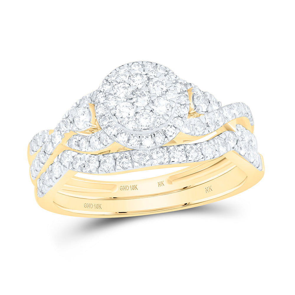 3/4CTW-NAT DIA NK FASHION SINGLE HALO BRIDAL SET Daisy Joyeria