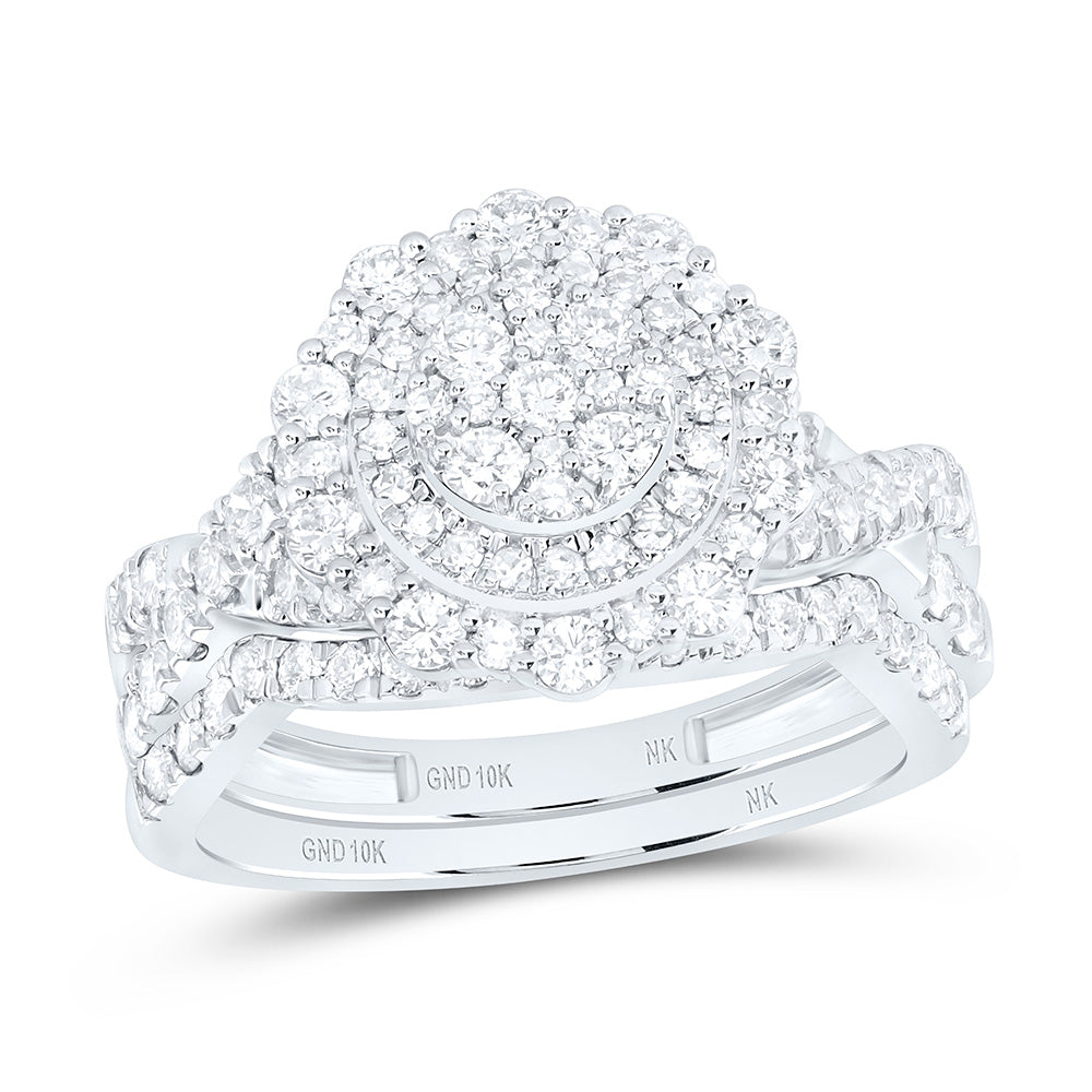 1 1/5CTW-NAT DIA NK FASHION DOUBLE HALO BRIDAL SET Daisy Joyeria