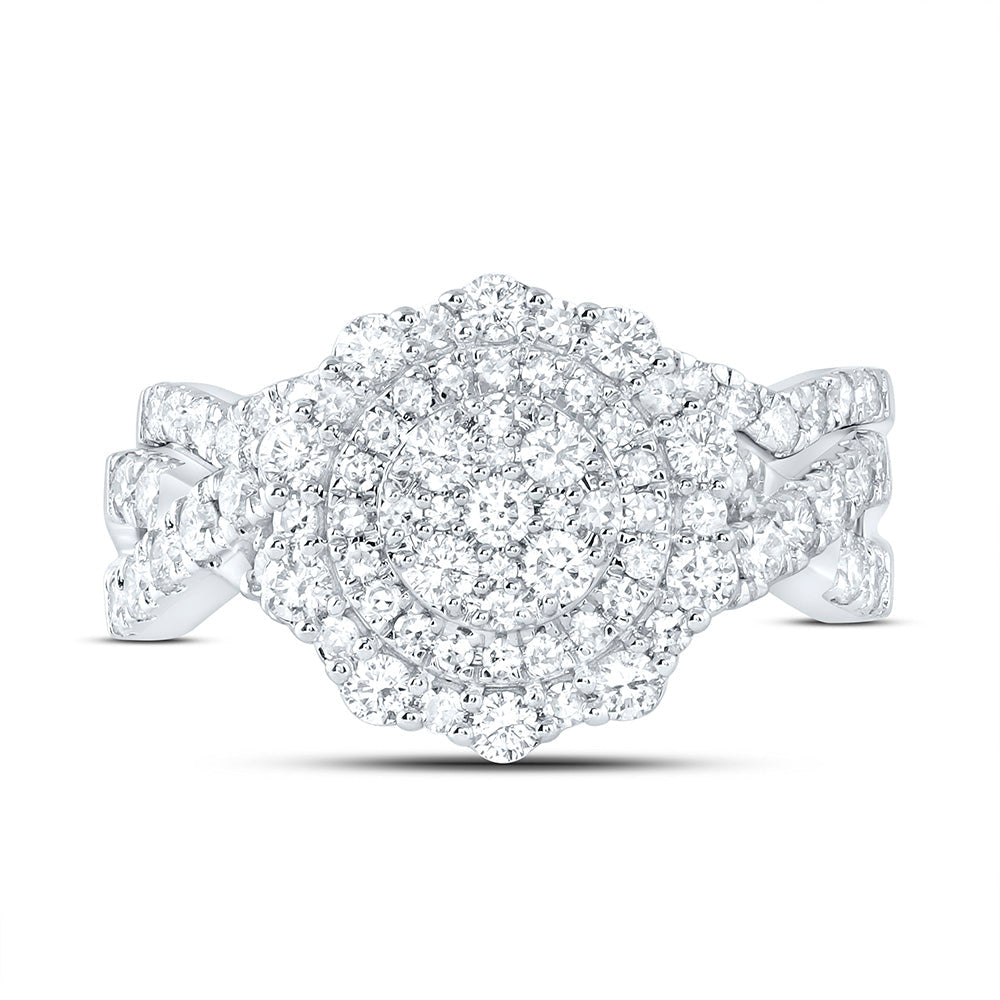 1 1/5CTW-NAT DIA NK FASHION DOUBLE HALO BRIDAL SET Daisy Joyeria