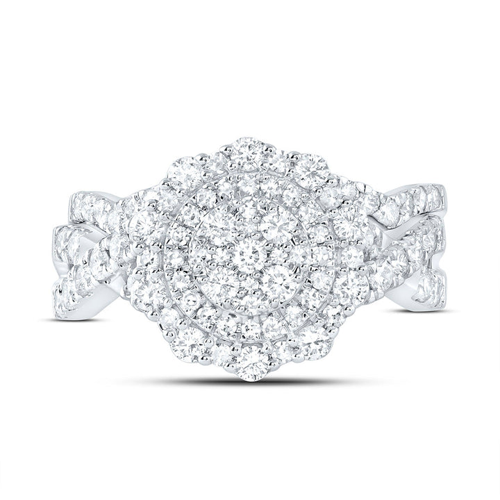 1 1/5CTW-NAT DIA NK FASHION DOUBLE HALO BRIDAL SET Daisy Joyeria