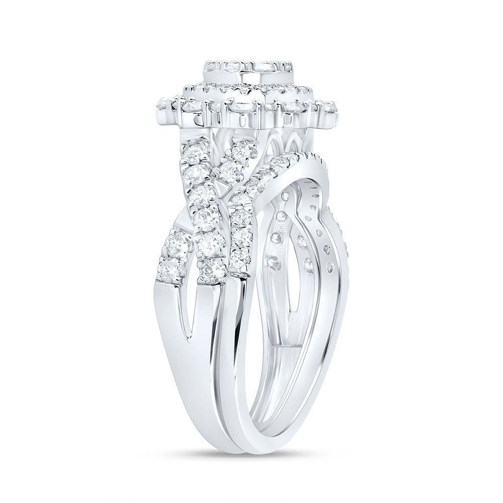 1 1/5CTW-NAT DIA NK FASHION DOUBLE HALO BRIDAL SET Daisy Joyeria