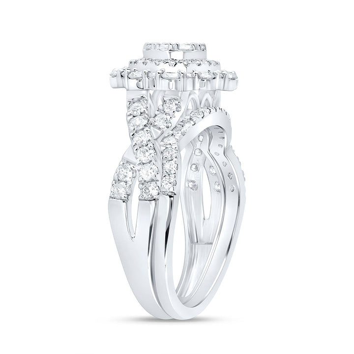 1 1/5CTW-NAT DIA NK FASHION DOUBLE HALO BRIDAL SET Daisy Joyeria