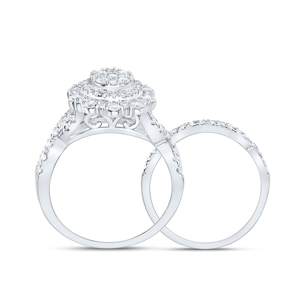 1 1/5CTW-NAT DIA NK FASHION DOUBLE HALO BRIDAL SET Daisy Joyeria
