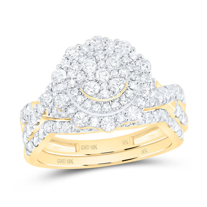 1 1/5CTW-NAT DIA NK FASHION DOUBLE HALO BRIDAL SET Daisy Joyeria