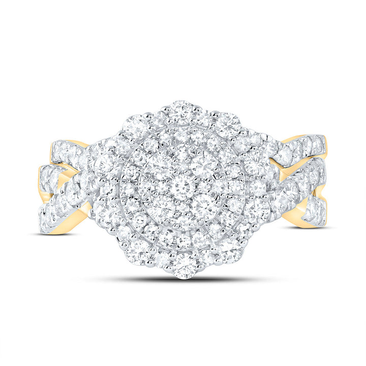 1 1/5CTW-NAT DIA NK FASHION DOUBLE HALO BRIDAL SET Daisy Joyeria