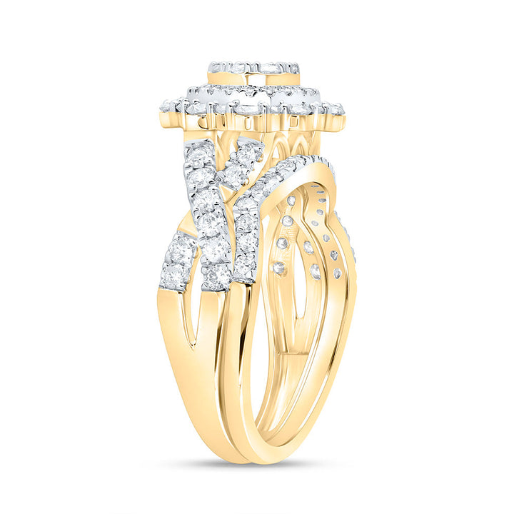 1 1/5CTW-NAT DIA NK FASHION DOUBLE HALO BRIDAL SET Daisy Joyeria