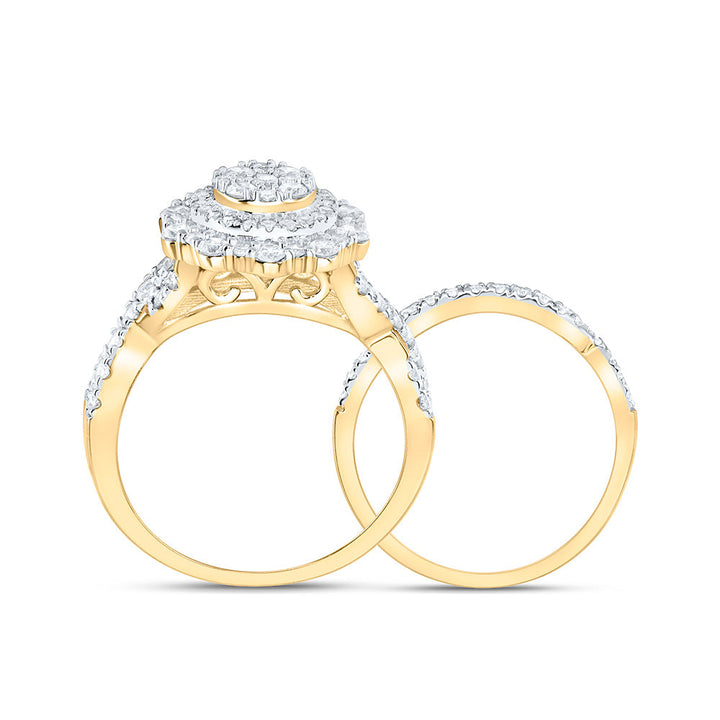 1 1/5CTW-NAT DIA NK FASHION DOUBLE HALO BRIDAL SET Daisy Joyeria