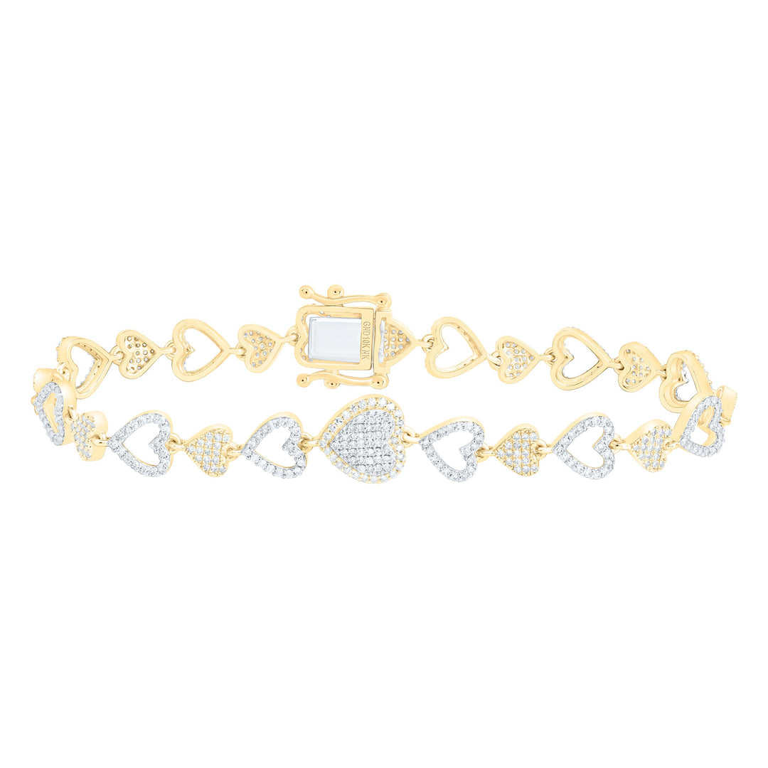 1 5/8CTW-NAT DIA NK FASHION HEART BRACELET (7 INCH) Daisy Joyeria