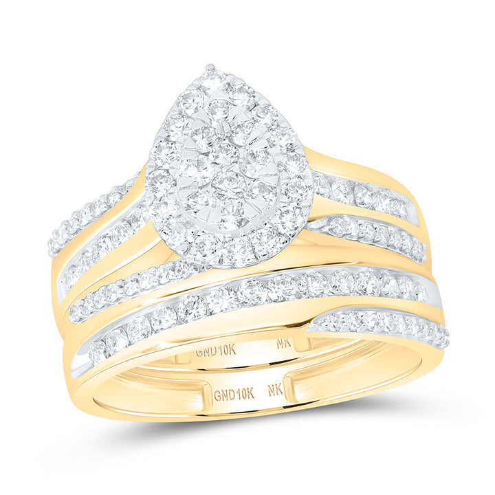 1 1/2CTW-NAT DIA NK FASHION PEAR TRIO SET Daisy Joyeria