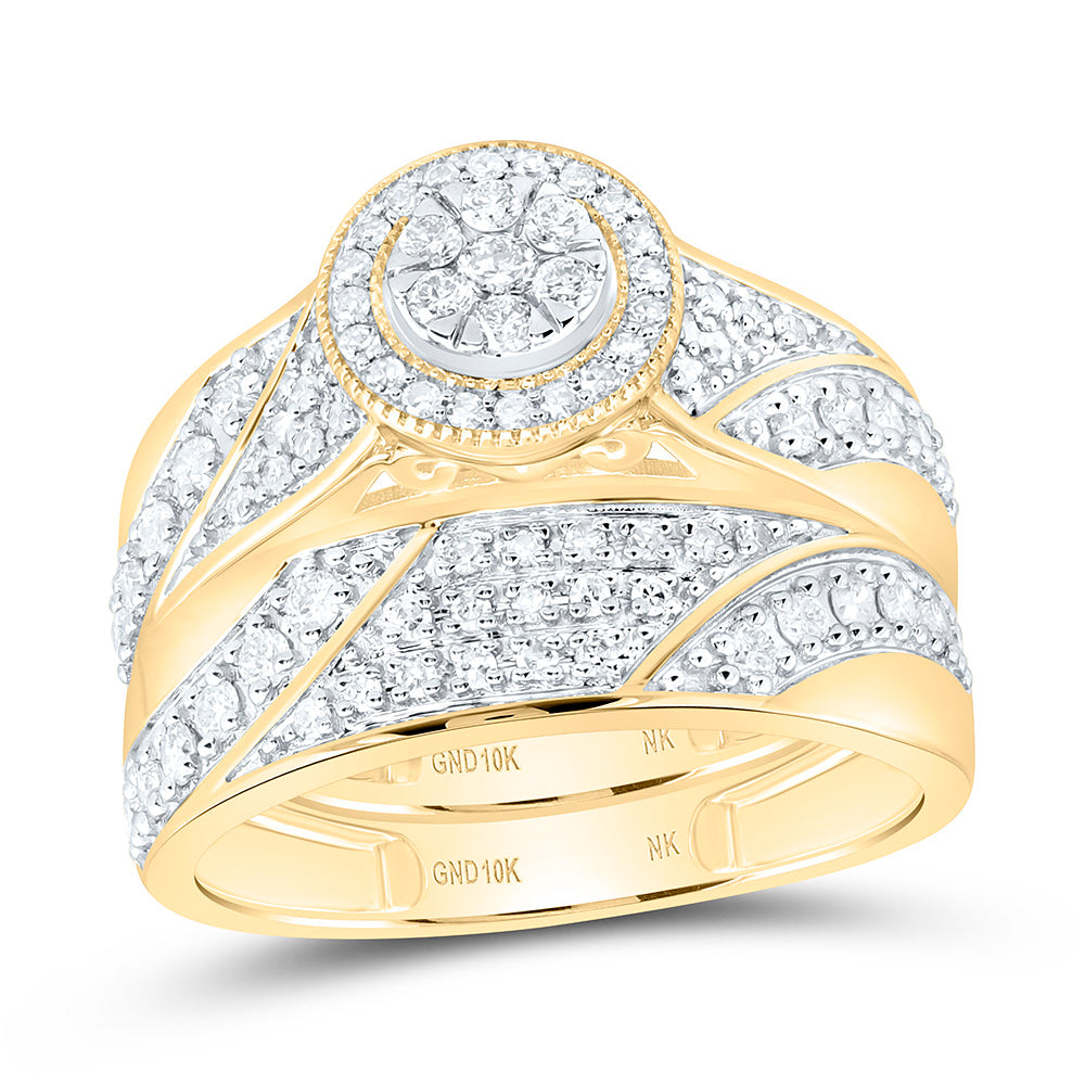 7/8CTW-NAT DIA NK FASHION ROUND TRIO SET Daisy Joyeria