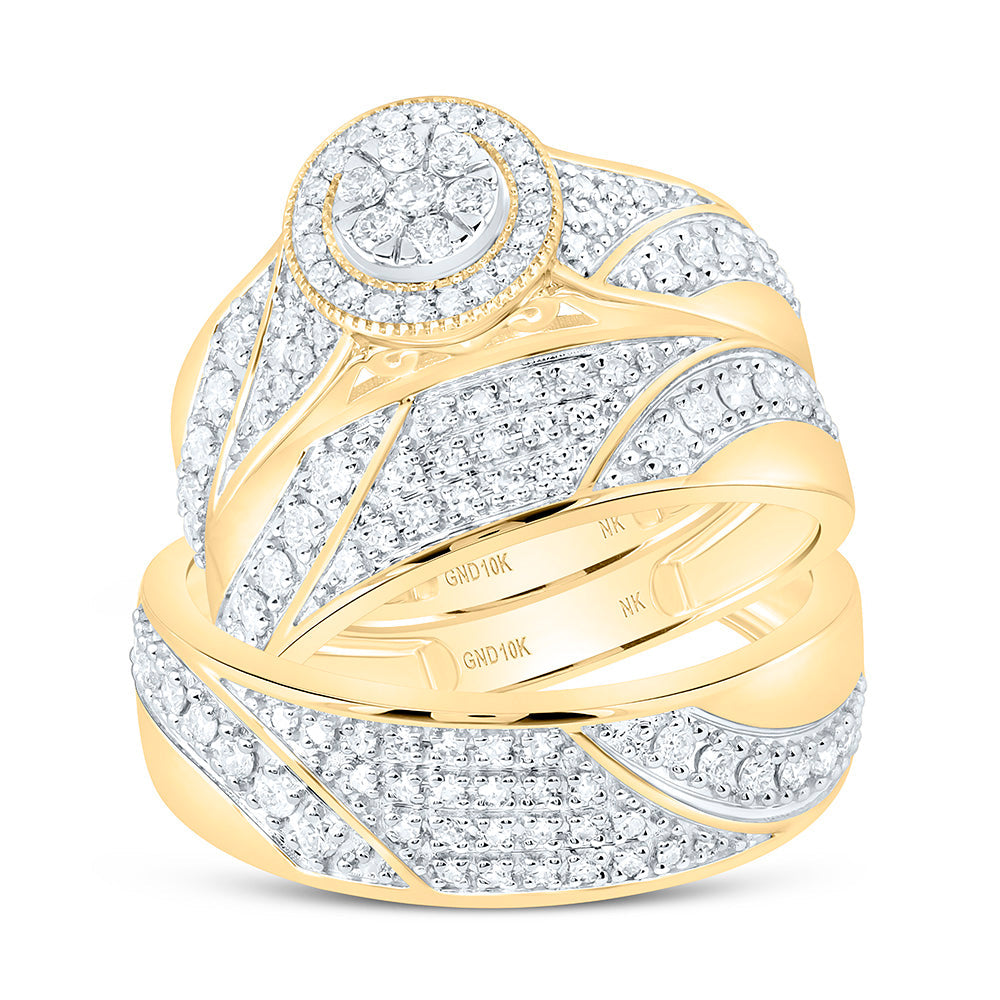 7/8CTW-NAT DIA NK FASHION ROUND TRIO SET Daisy Joyeria
