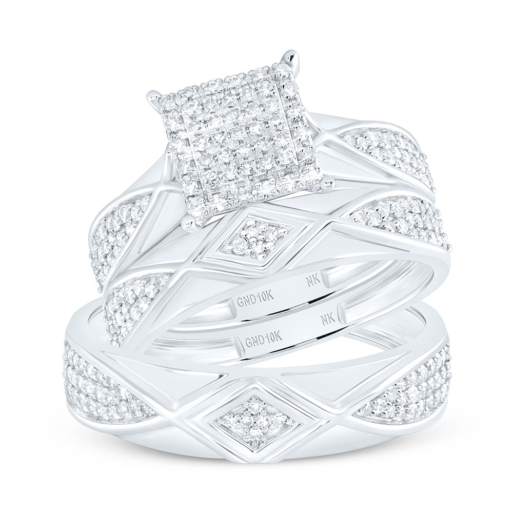 5/8CTW-NAT DIA NK FASHION SQUARE TRIO SET Daisy Joyeria