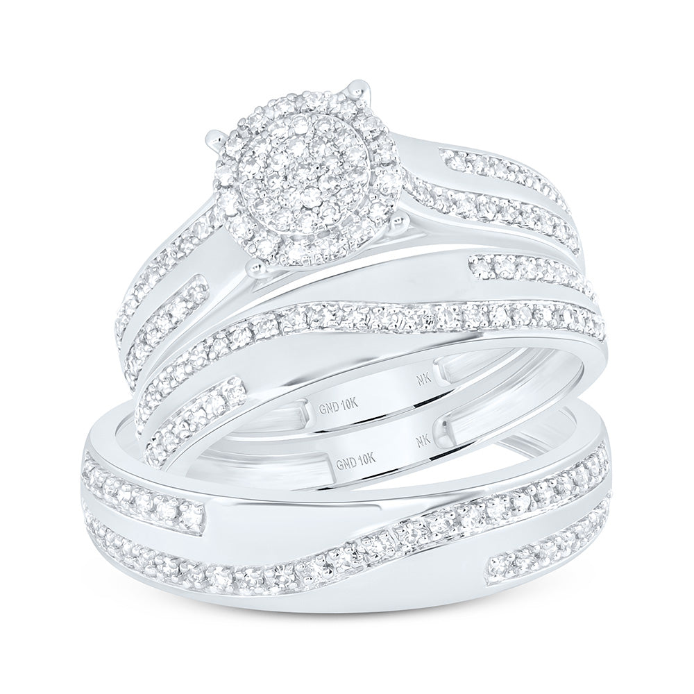 1/2CTW-NAT DIA NK FASHION ROUND TRIO SET Daisy Joyeria