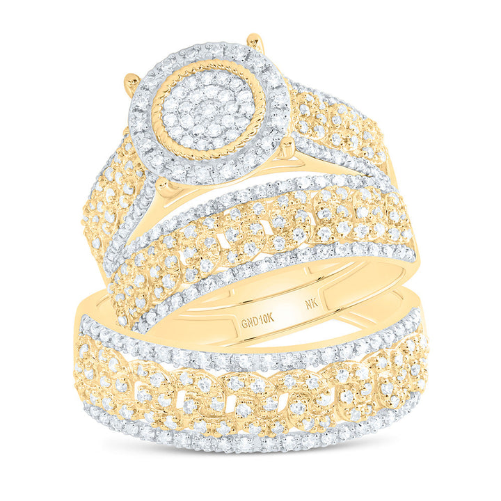 7/8CTW-NAT DIA NK FASHION ROUND TRIO SET Daisy Joyeria