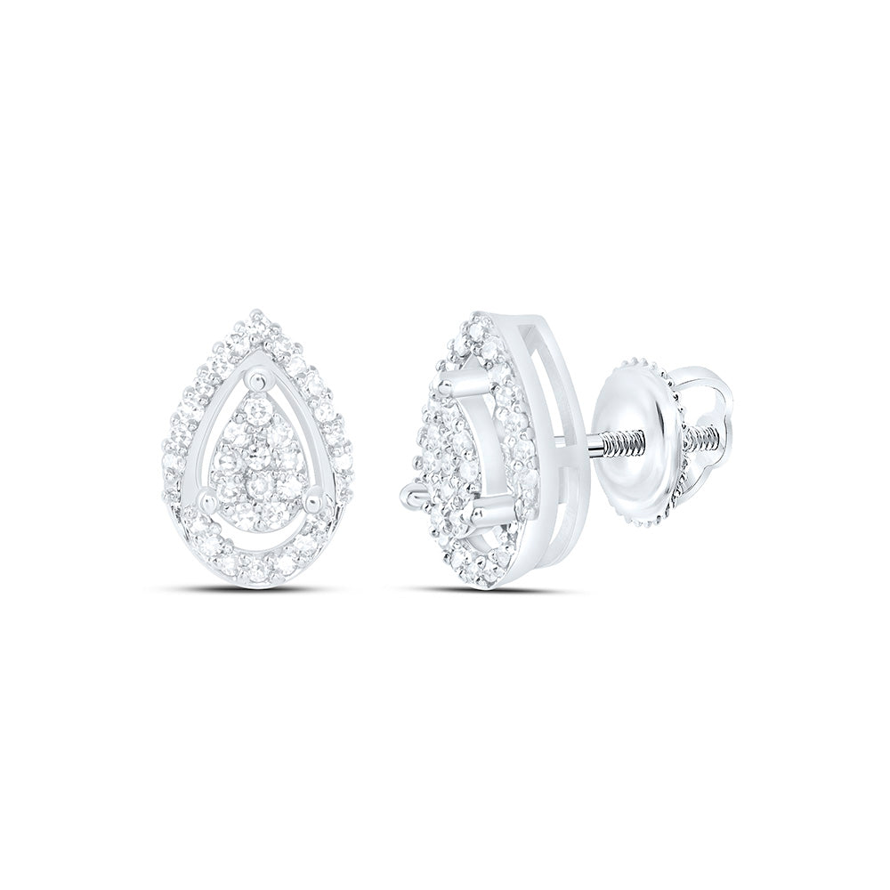 1/5CTW-NAT DIA NK FASHION PEAR EARRING Daisy Joyeria