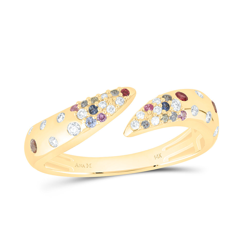 1/12CTW-NAT DIA ANA M 1/4CT RD-NAT GEM MULTI COLOR SAPPHIRE RING Daisy Joyeria