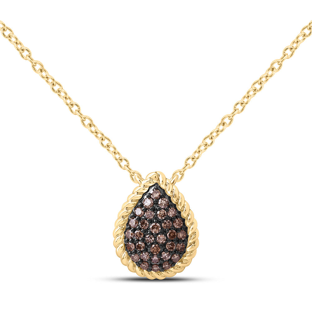 1/5CTW-NAT DIA FASHION COGNAC NATURAL PEAR NECKLACE (18 INCH) Daisy Joyeria