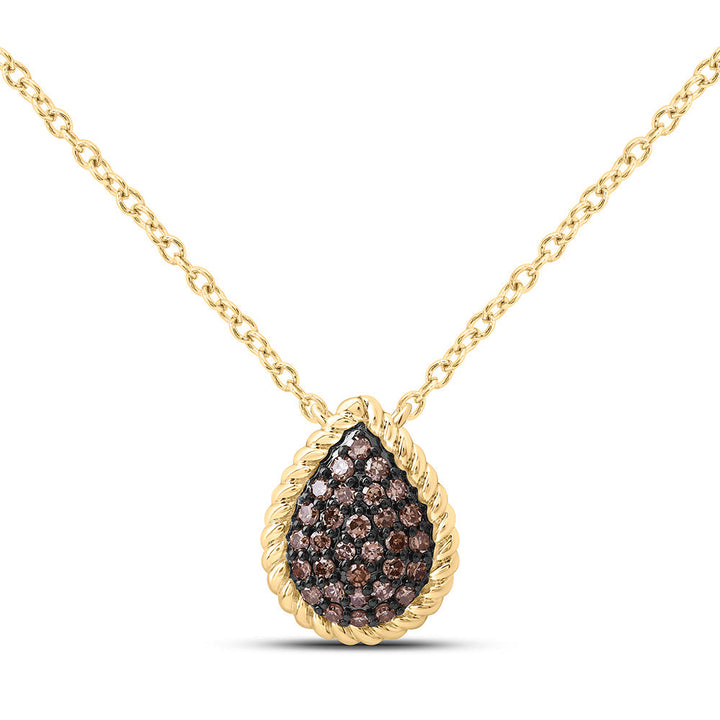 1/5CTW-NAT DIA FASHION COGNAC NATURAL PEAR NECKLACE (18 INCH) Daisy Joyeria