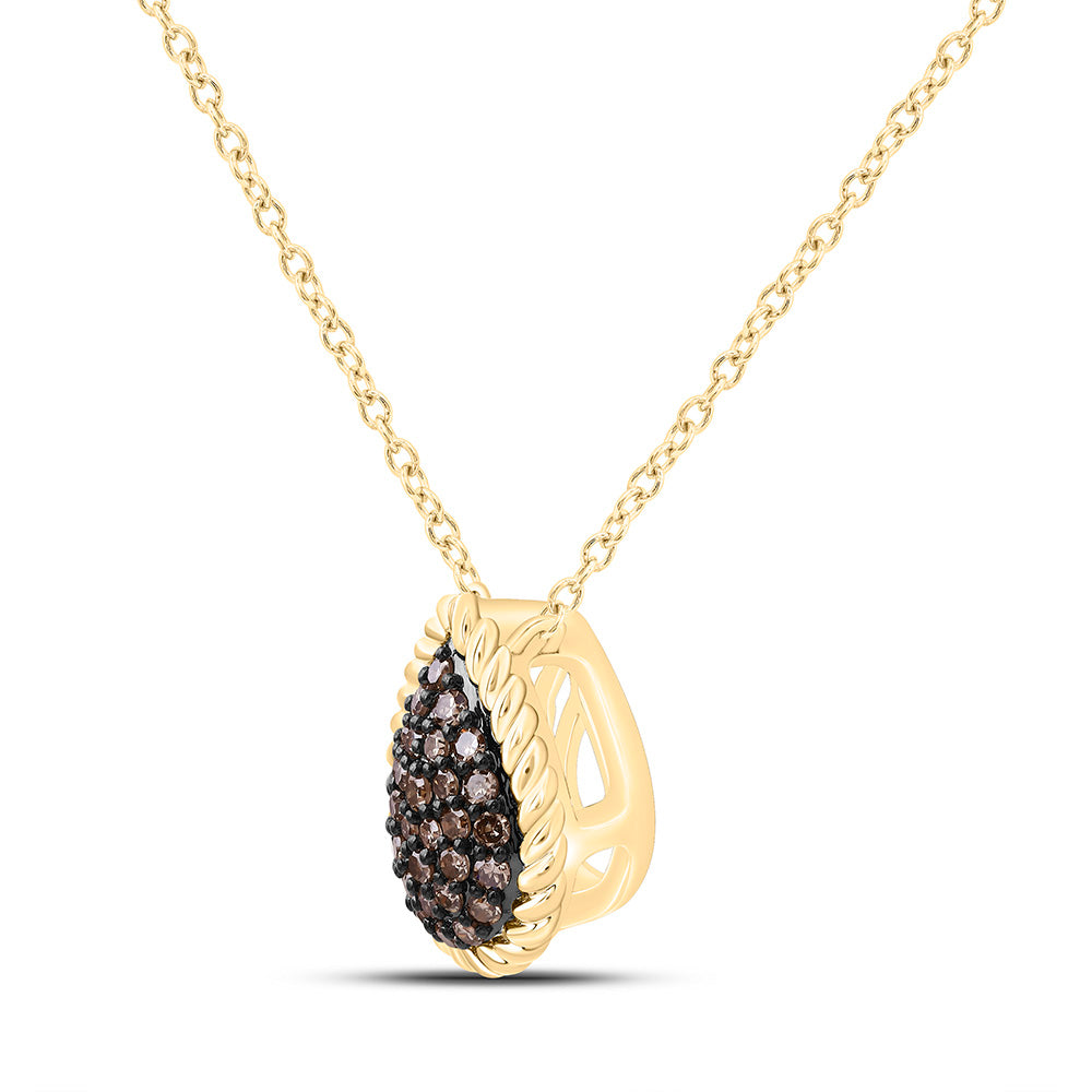 1/5CTW-NAT DIA FASHION COGNAC NATURAL PEAR NECKLACE (18 INCH) Daisy Joyeria