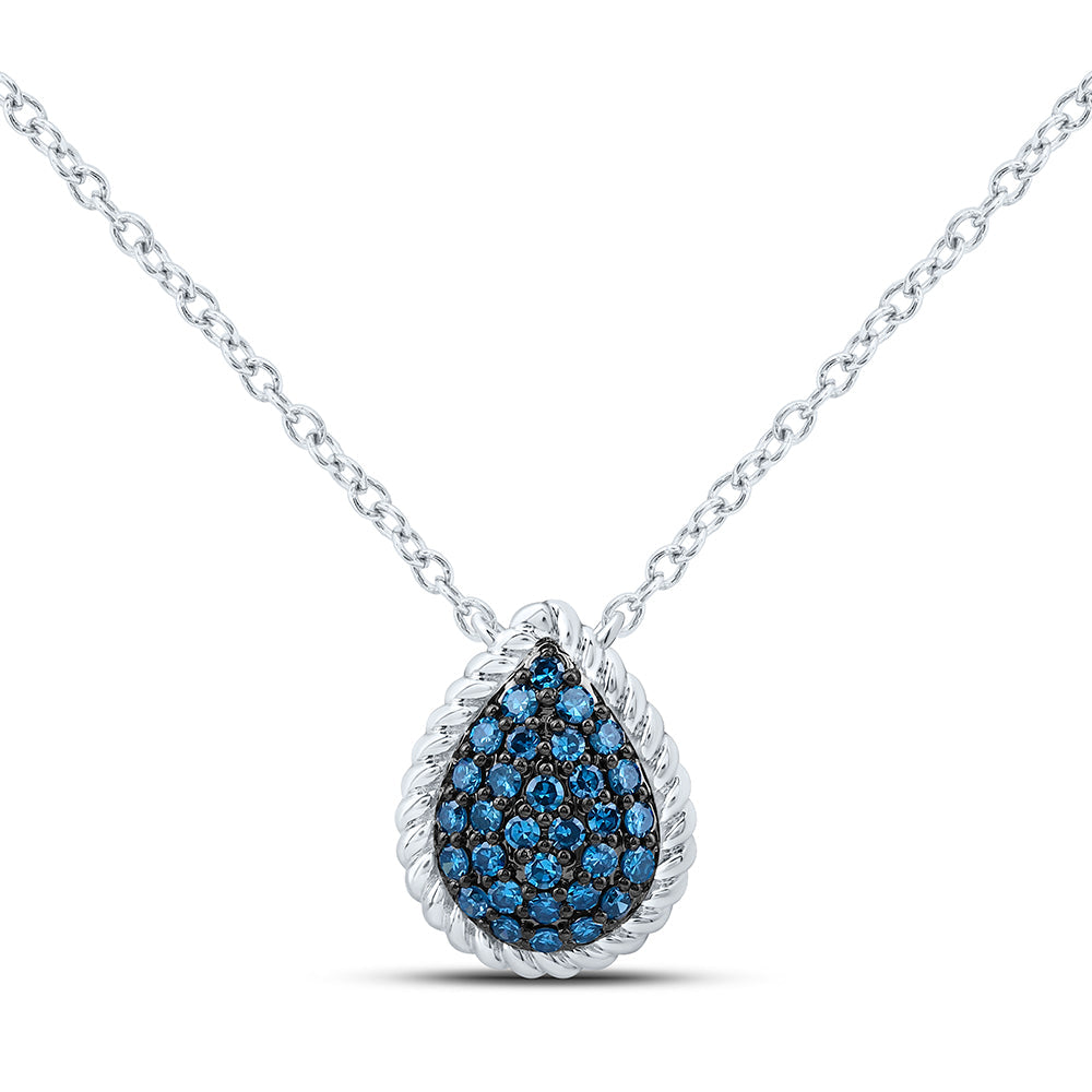 1/5CTW-NAT DIA FASHION BLUE DIAMOND PEAR NECKLACE (18 INCH) Daisy Joyeria