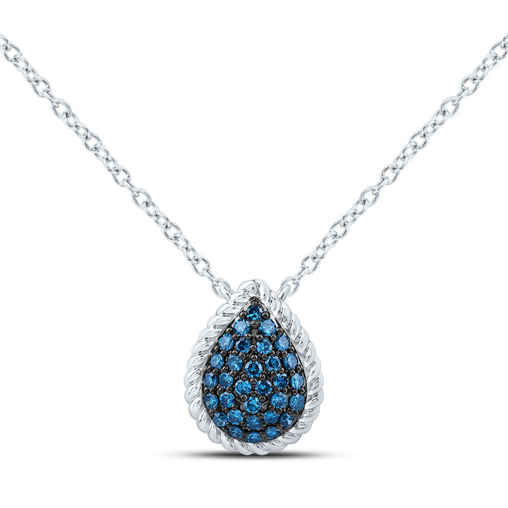 1/5CTW-NAT DIA FASHION BLUE DIAMOND PEAR NECKLACE (18 INCH) Daisy Joyeria