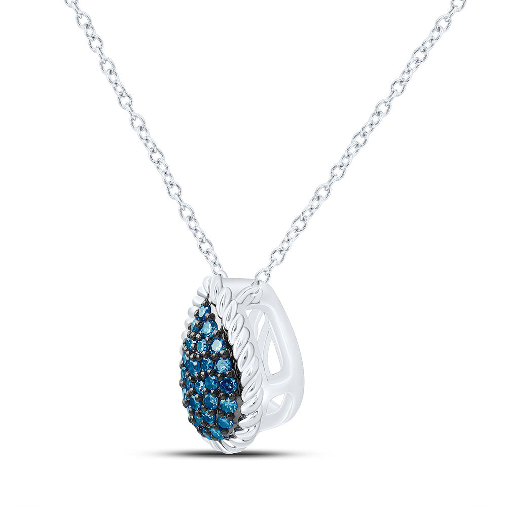 1/5CTW-NAT DIA FASHION BLUE DIAMOND PEAR NECKLACE (18 INCH) Daisy Joyeria