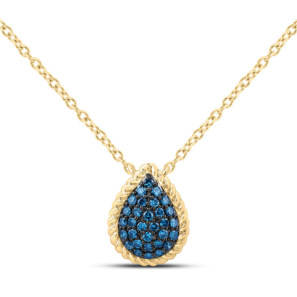 1/5CTW-NAT DIA FASHION BLUE DIAMOND PEAR NECKLACE (18 INCH) Daisy Joyeria