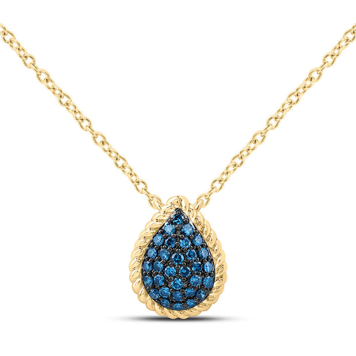 1/5CTW-NAT DIA FASHION BLUE DIAMOND PEAR NECKLACE (18 INCH) Daisy Joyeria